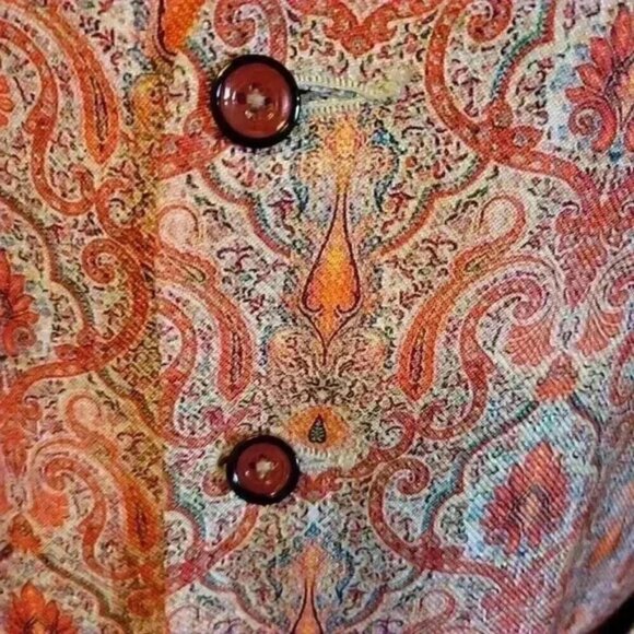 Tapestry Paisley Orange Vest Prom Formal Party Wedding Pockets Mens Size M - Picture 3 of 9